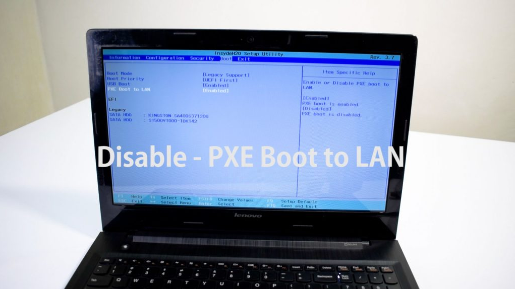 Nonaktifkan PXE Boot to LAN